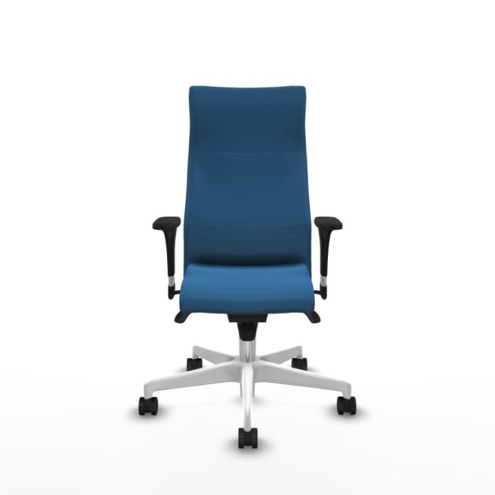 Albacete XL sincro similpiel azul claro brazos 1D base blanca ruedas 65 mm nailon