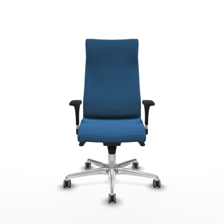 Albacete XL sincro similpiel azul claro brazos 1D base aluminio ruedas 65mm engomadas