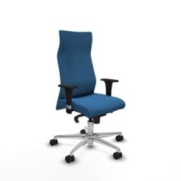 Albacete XL sincro similpiel azul claro brazos 1D base aluminio ruedas 65 mm nailon