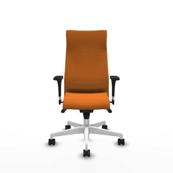 Albacete XL sincro similpiel naranja brazos 1D base blanca ruedas 65 mm nailon