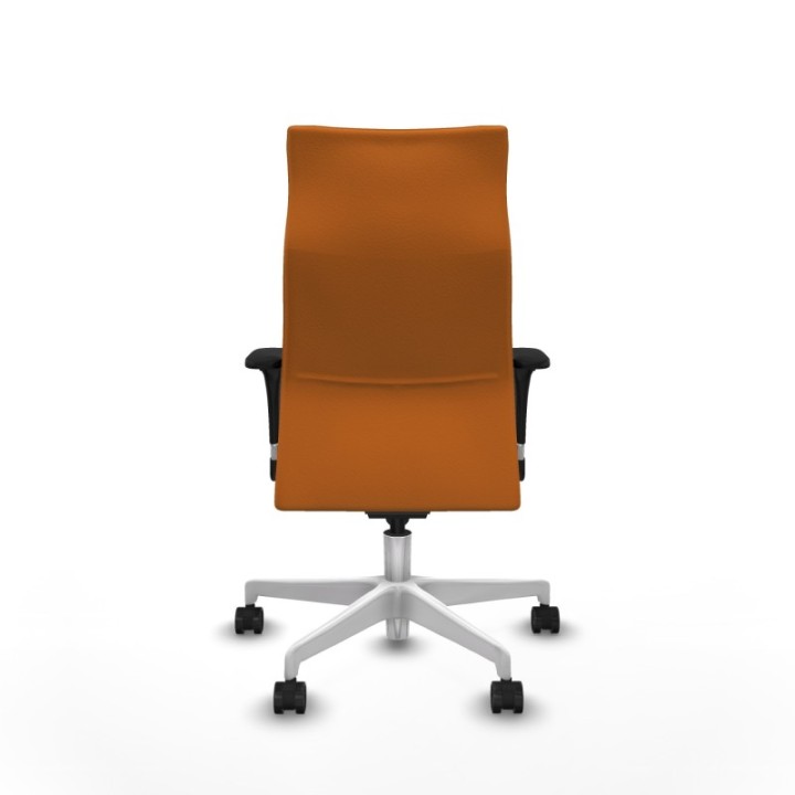 Albacete XL sincro similpiel naranja brazos 1D base blanca ruedas 65 mm nailon