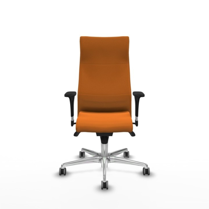 Albacete XL sincro similpiel naranja brazos 1D base aluminio ruedas 65mm engomadas