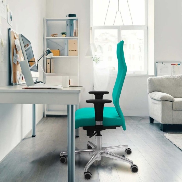 Albacete XL sincro similpiel naranja brazos 1D base aluminio ruedas 65mm engomadas