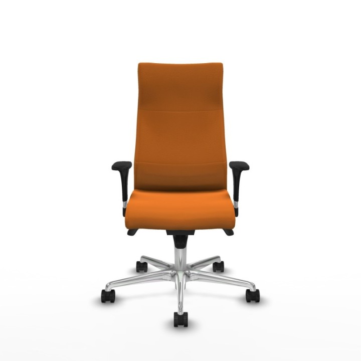 Albacete XL sincro similpiel naranja brazos 1D base aluminio ruedas 65 mm nailon