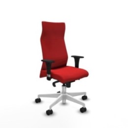 Albacete XL sincro similpiel rojo brazos 1D base blanca ruedas 65 mm nailon