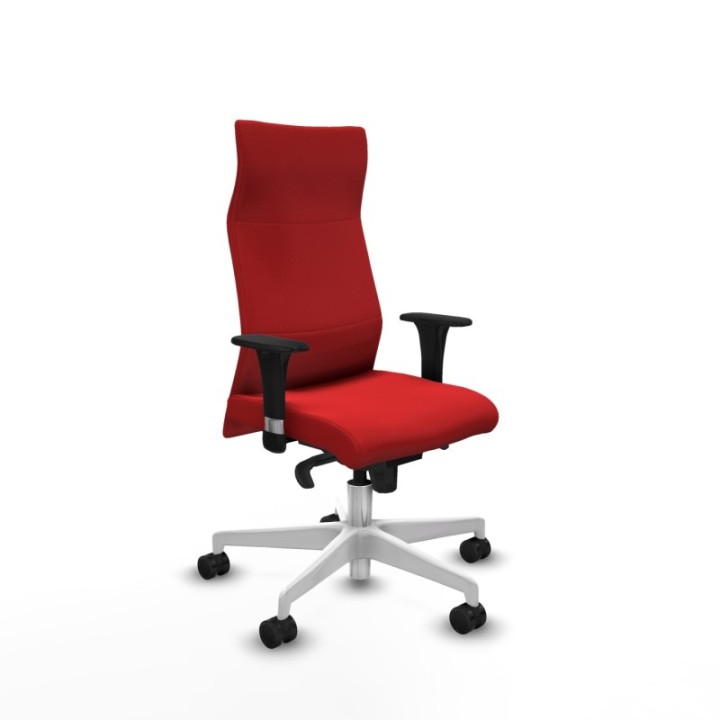 Albacete XL sincro similpiel rojo brazos 1D base blanca ruedas 65 mm nailon