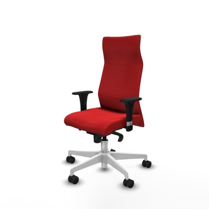 Albacete XL sincro similpiel rojo brazos 1D base blanca ruedas 65 mm nailon