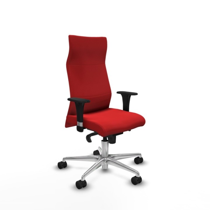 Albacete XL sincro similpiel rojo brazos 1D base aluminio ruedas 65 mm nailon