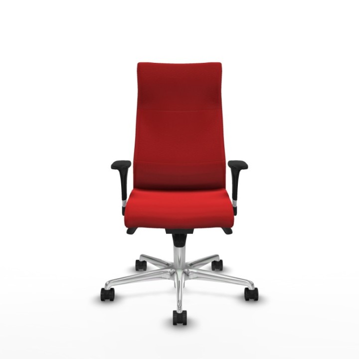 Albacete XL sincro similpiel rojo brazos 1D base aluminio ruedas 65 mm nailon