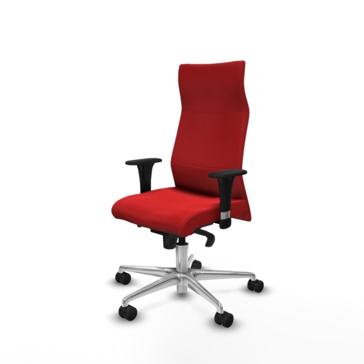 Albacete XL sincro similpiel rojo brazos 1D base aluminio ruedas 65 mm nailon