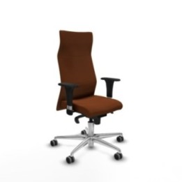 Albacete XL sincro similpiel marrón brazos 1D base aluminio ruedas 65mm engomadas