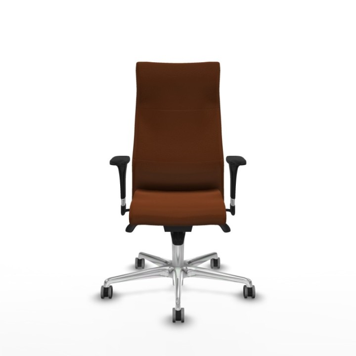 Albacete XL sincro similpiel marrón brazos 1D base aluminio ruedas 65mm engomadas