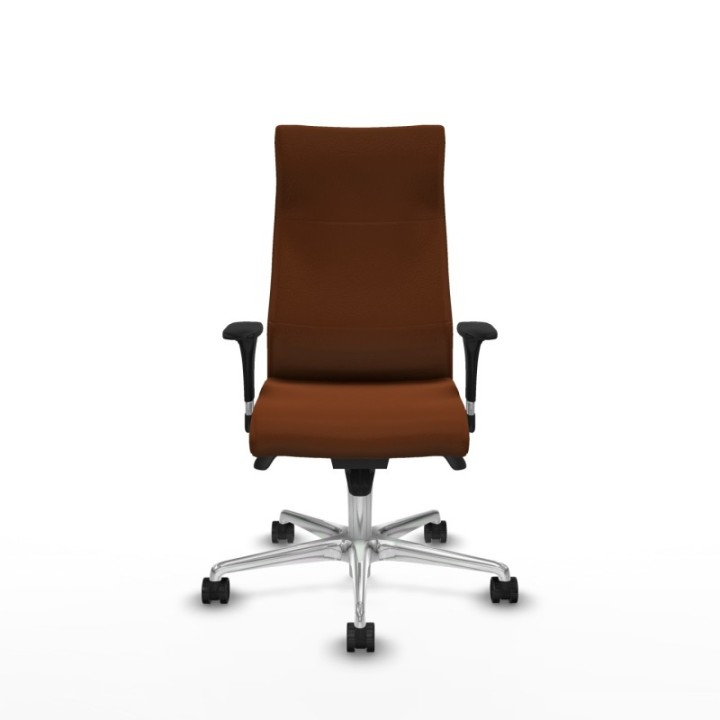 Albacete XL sincro similpiel marrón brazos 1D base aluminio ruedas 65 mm nailon