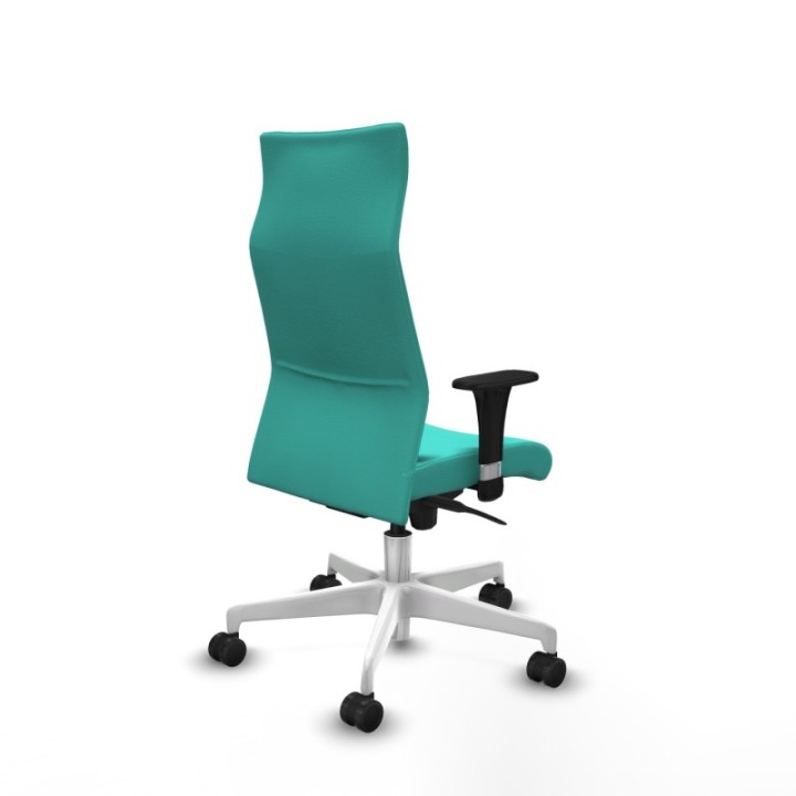 Albacete XL sincro similpiel turquesa brazos 1D base blanca ruedas 65 mm nailon