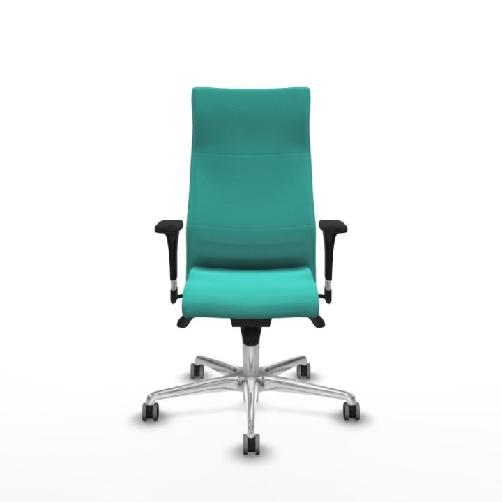 Albacete XL sincro similpiel turquesa brazos 1D base aluminio ruedas 65mm engomadas