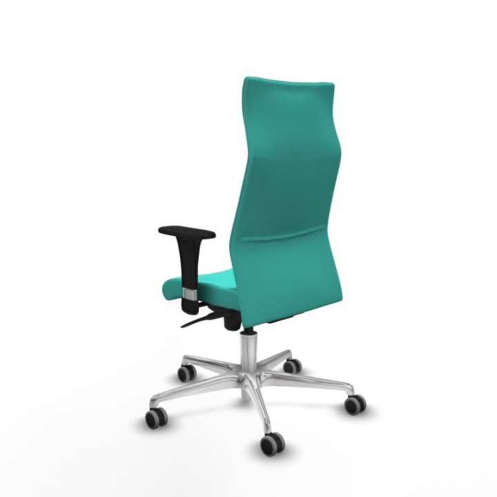 Albacete XL sincro similpiel turquesa brazos 1D base aluminio ruedas 65mm engomadas