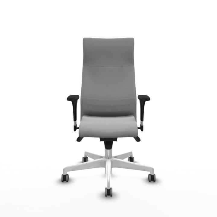 Albacete XL sincro similpiel gris claro brazos 1D base blanca ruedas 65mm engomadas