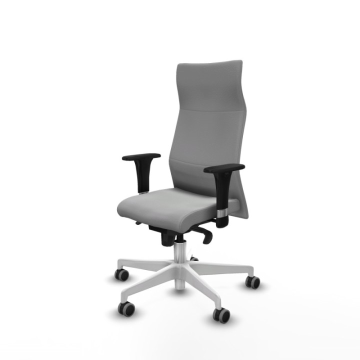 Albacete XL sincro similpiel gris claro brazos 1D base blanca ruedas 65mm engomadas