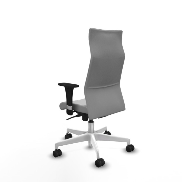 Albacete XL sincro similpiel gris claro brazos 1D base blanca ruedas 65 mm nailon