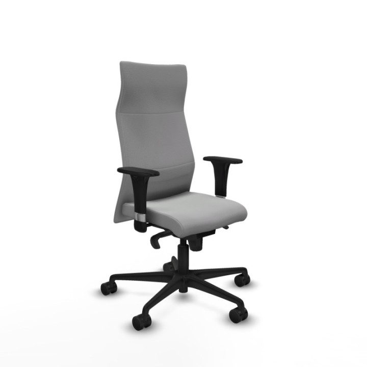 Albacete XL sincro similpiel gris claro brazos 1D base nailon ruedas 65 mm nailon