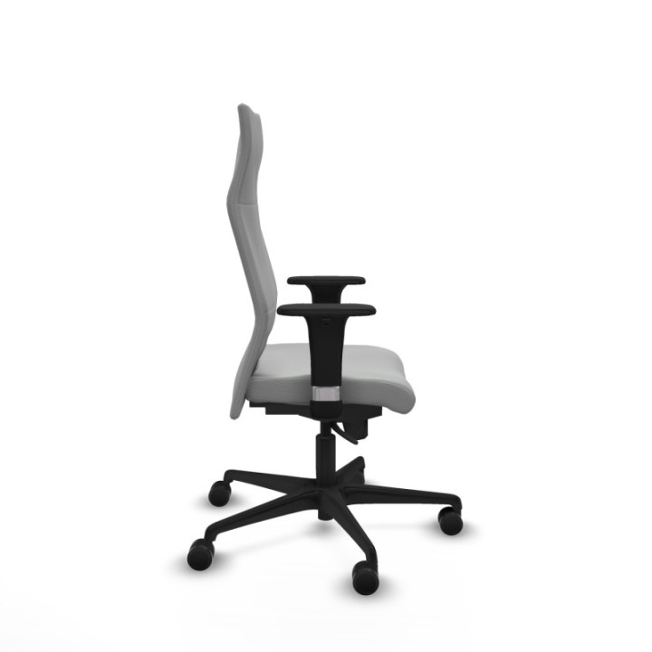 Albacete XL sincro similpiel gris claro brazos 1D base nailon ruedas 65 mm nailon