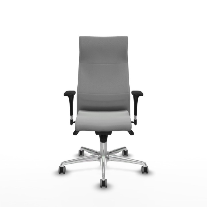 Albacete XL sincro similpiel gris claro brazos 1D base aluminio ruedas 65mm engomadas