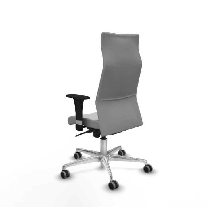 Albacete XL sincro similpiel gris claro brazos 1D base aluminio ruedas 65mm engomadas