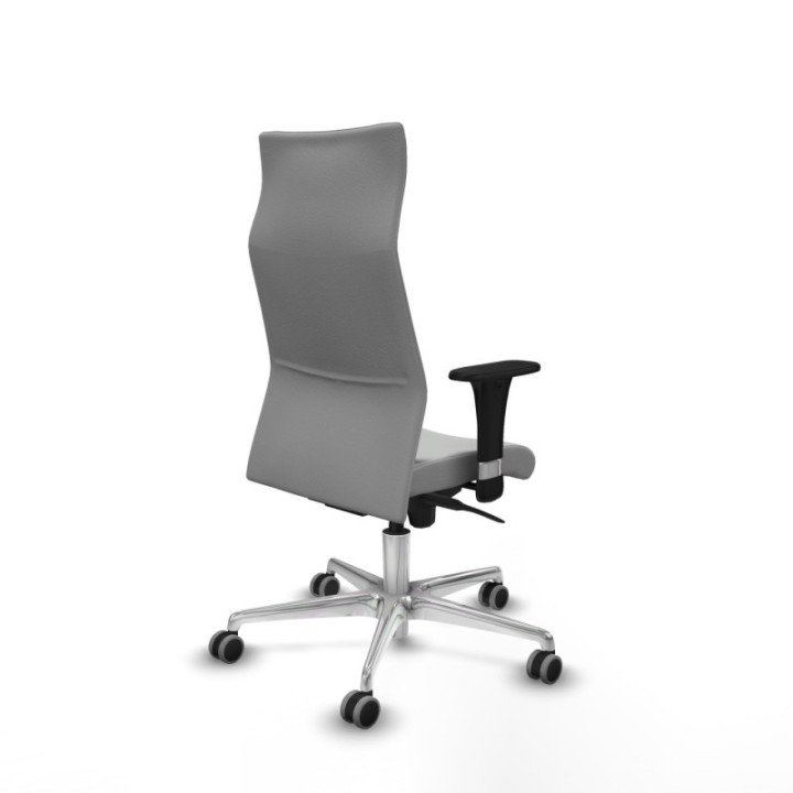 Albacete XL sincro similpiel gris claro brazos 1D base aluminio ruedas 65mm engomadas