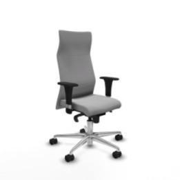 Albacete XL sincro similpiel gris claro brazos 1D base aluminio ruedas 65 mm nailon