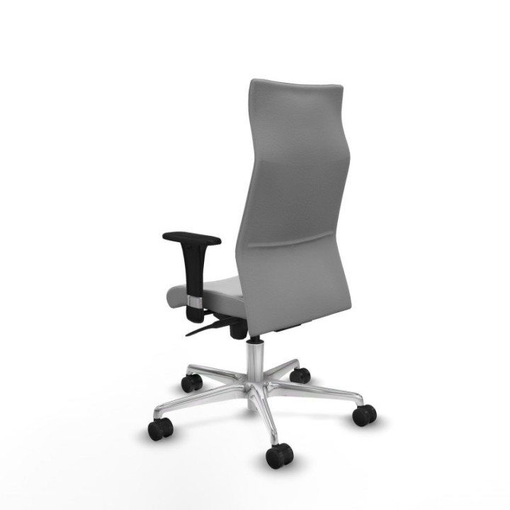 Albacete XL sincro similpiel gris claro brazos 1D base aluminio ruedas 65 mm nailon