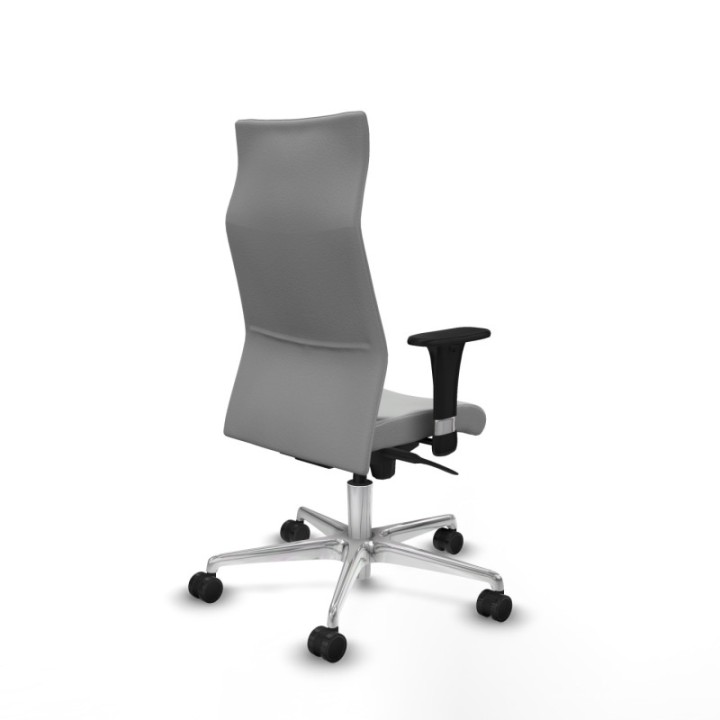 Albacete XL sincro similpiel gris claro brazos 1D base aluminio ruedas 65 mm nailon