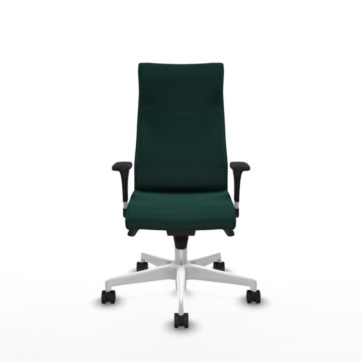 Albacete XL sincro similpiel verde botella brazos 1D base blanca ruedas 65 mm nailon