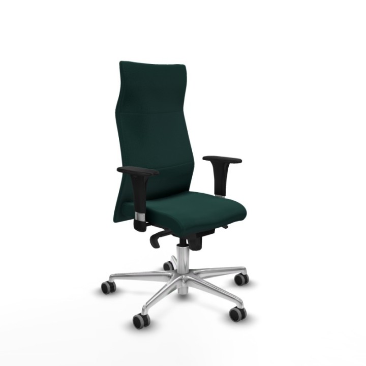 Albacete XL sincro similpiel verde botella brazos 1D base aluminio ruedas 65mm engomadas