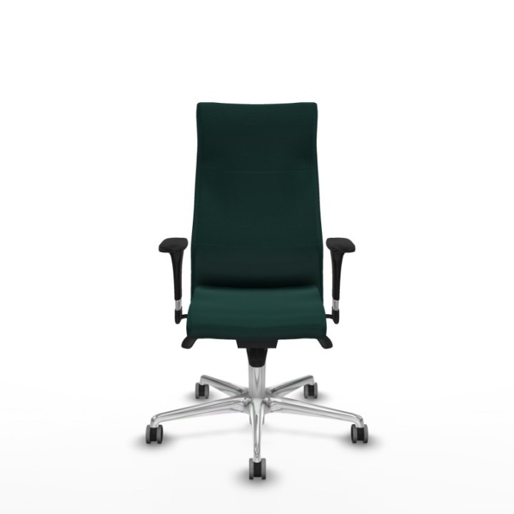 Albacete XL sincro similpiel verde botella brazos 1D base aluminio ruedas 65mm engomadas