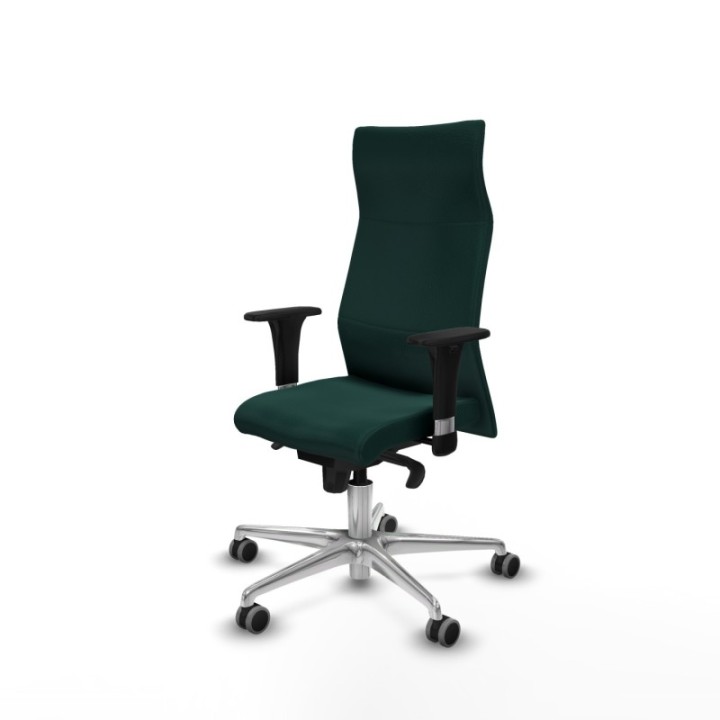 Albacete XL sincro similpiel verde botella brazos 1D base aluminio ruedas 65mm engomadas