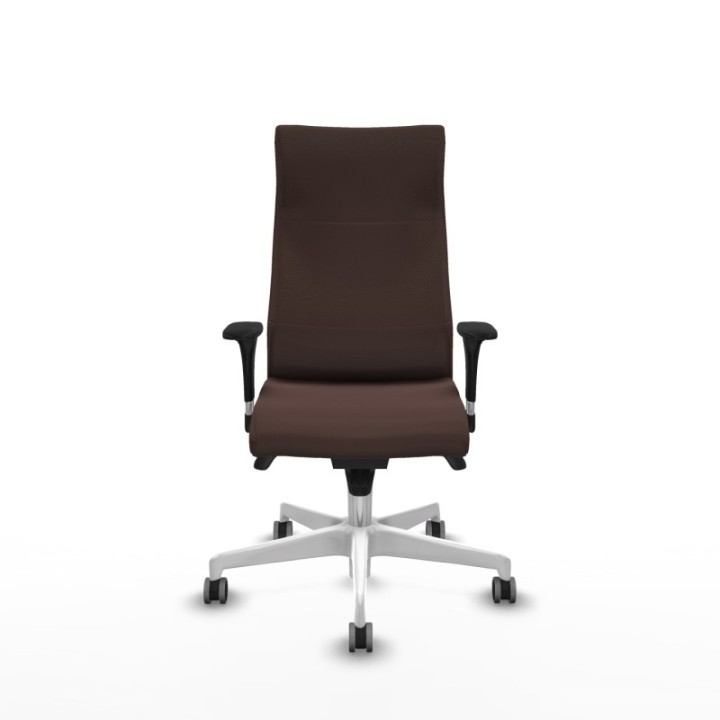 Albacete XL sincro similpiel marrón oscuro brazos 1D base blanca ruedas 65mm engomadas