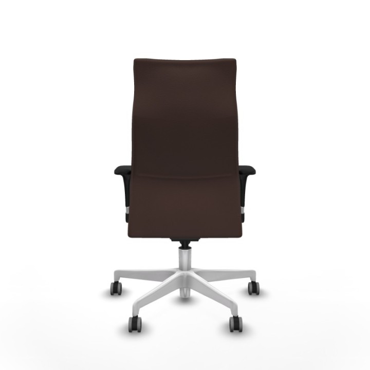 Albacete XL sincro similpiel marrón oscuro brazos 1D base blanca ruedas 65mm engomadas