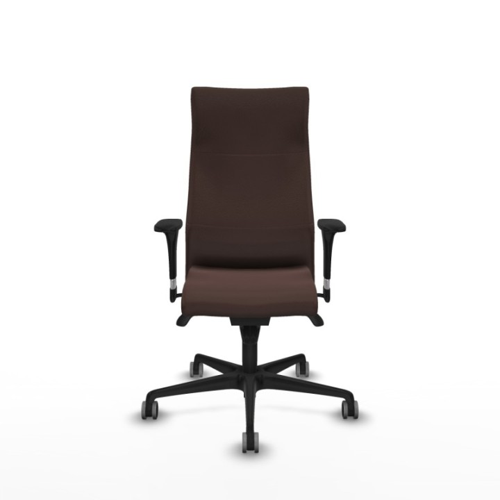 Albacete XL sincro similpiel marrón oscuro brazos 1D base nailon ruedas 65mm engomadas