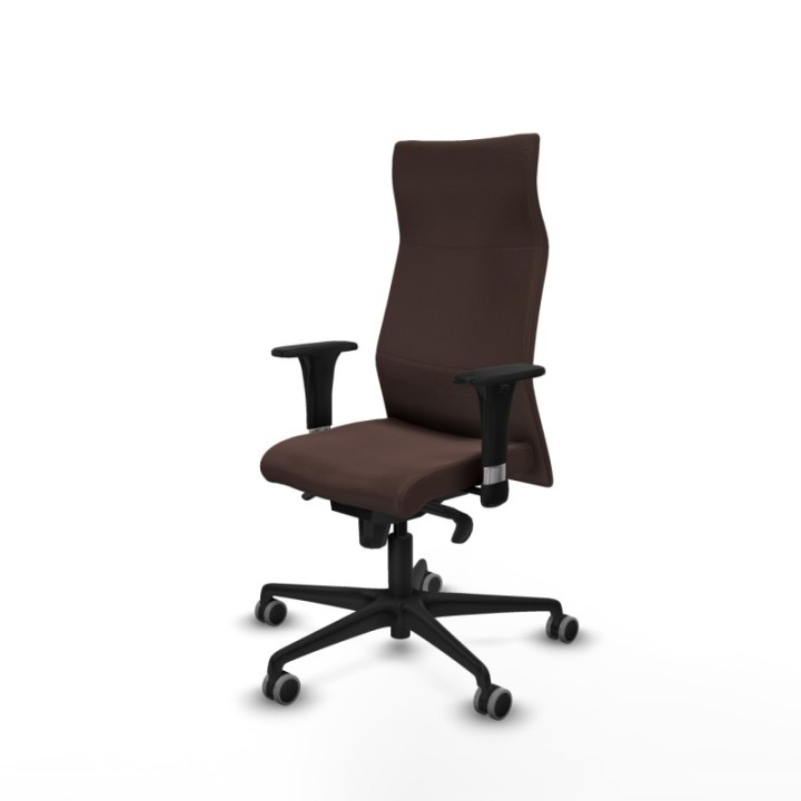 Albacete XL sincro similpiel marrón oscuro brazos 1D base nailon ruedas 65mm engomadas