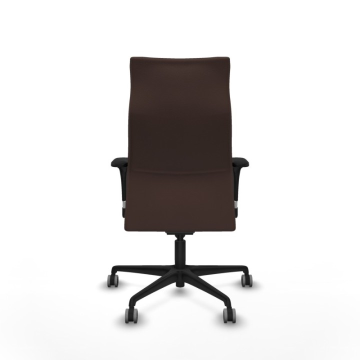 Albacete XL sincro similpiel marrón oscuro brazos 1D base nailon ruedas 65mm engomadas