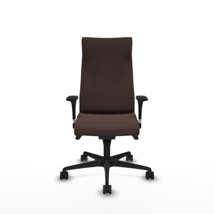 Albacete XL sincro similpiel marrón oscuro brazos 1D base nailon ruedas 65 mm nailon