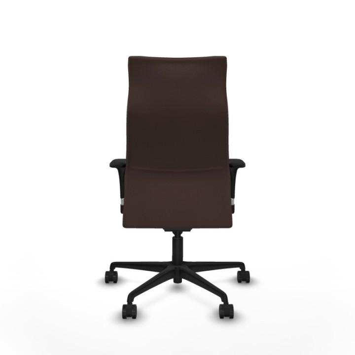 Albacete XL sincro similpiel marrón oscuro brazos 1D base nailon ruedas 65 mm nailon