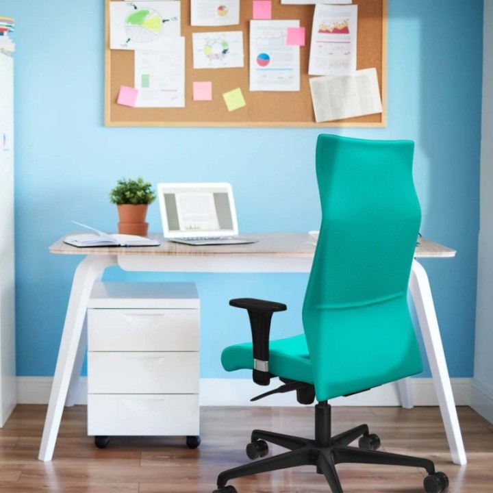 Albacete XL sincro similpiel marrón oscuro brazos 1D base nailon ruedas 65 mm nailon