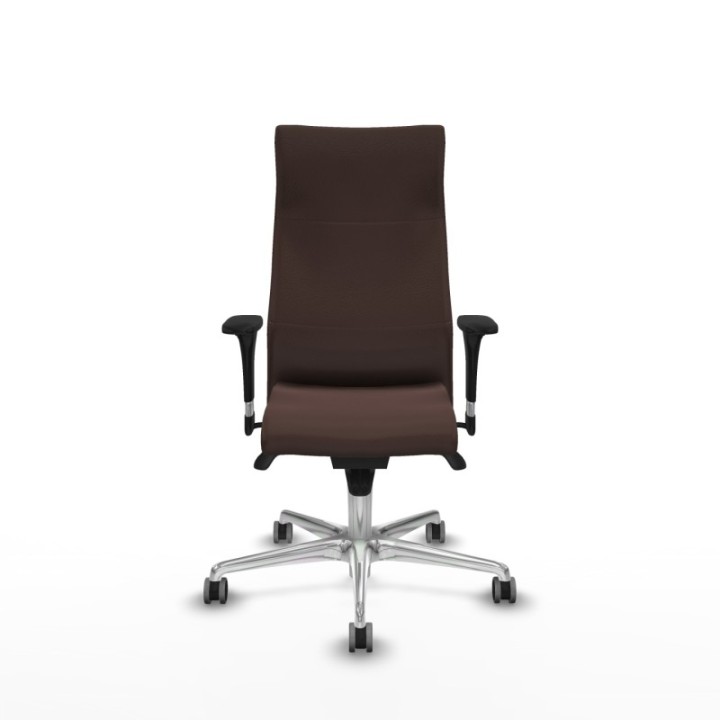 Albacete XL sincro similpiel marrón oscuro brazos 1D base aluminio ruedas 65mm engomadas