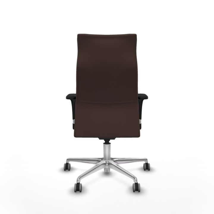 Albacete XL sincro similpiel marrón oscuro brazos 1D base aluminio ruedas 65mm engomadas