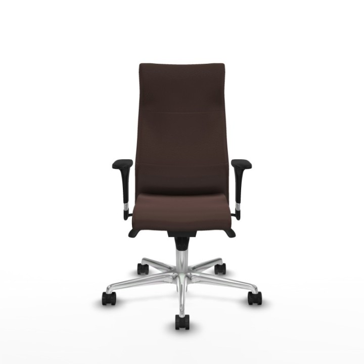 Albacete XL sincro similpiel marrón oscuro brazos 1D base aluminio ruedas 65 mm nailon