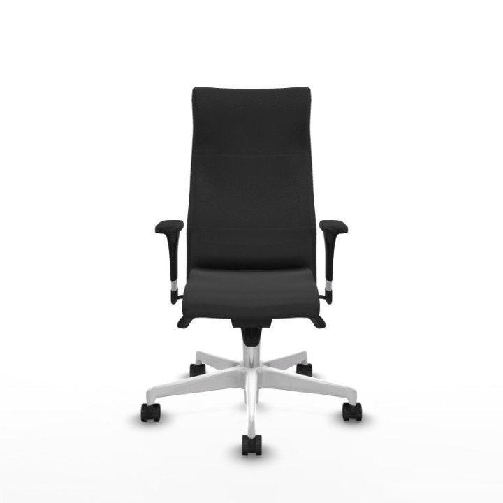 Albacete XL sincro similpiel gris oscuro brazos 1D base blanca ruedas 65 mm nailon