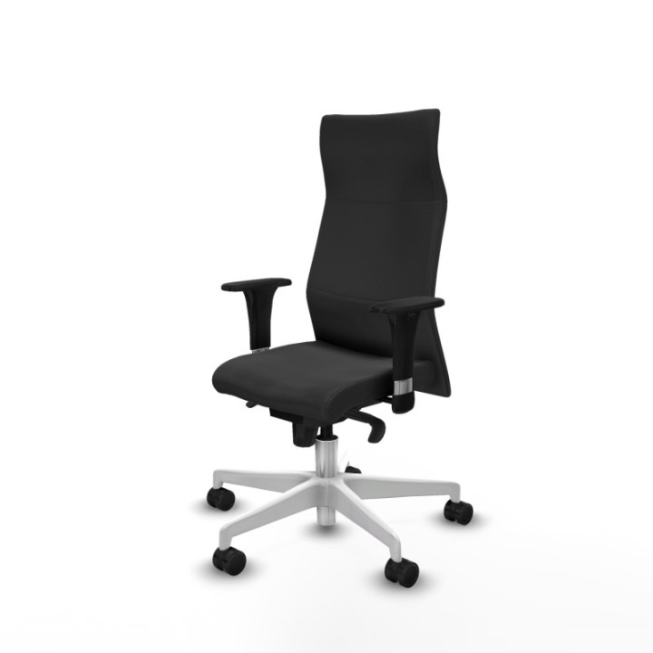 Albacete XL sincro similpiel gris oscuro brazos 1D base blanca ruedas 65 mm nailon