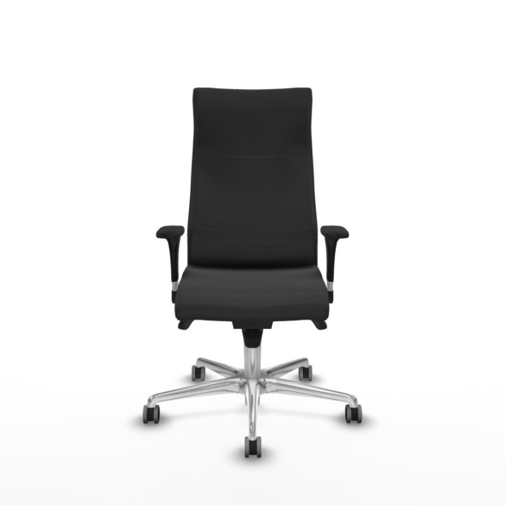 Albacete XL sincro similpiel gris oscuro brazos 1D base aluminio ruedas 65mm engomadas