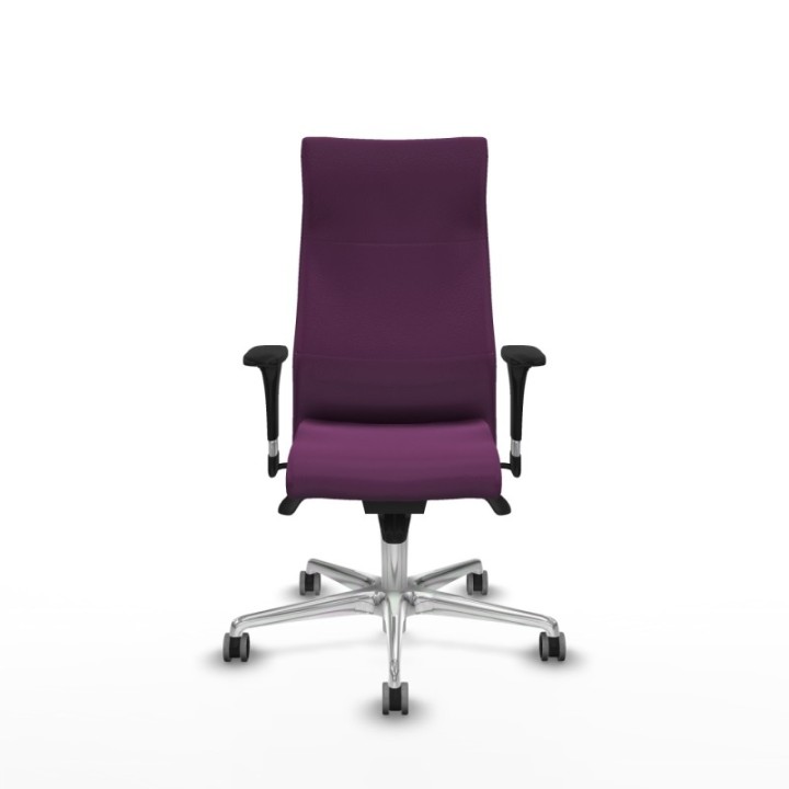 Albacete XL sincro similpiel morado brazos 1D base aluminio ruedas 65mm engomadas